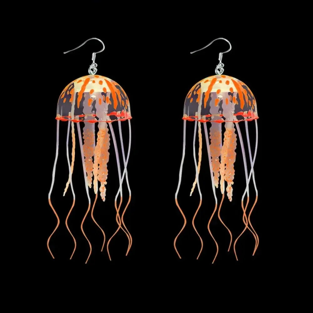 Jellyfish Earrings for Techno Raves Parties Orange