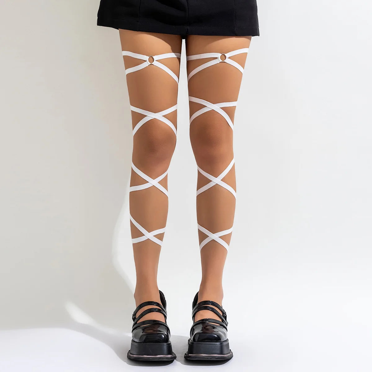 Pair of Non-Slip Techno Leg Wraps White 140 cm