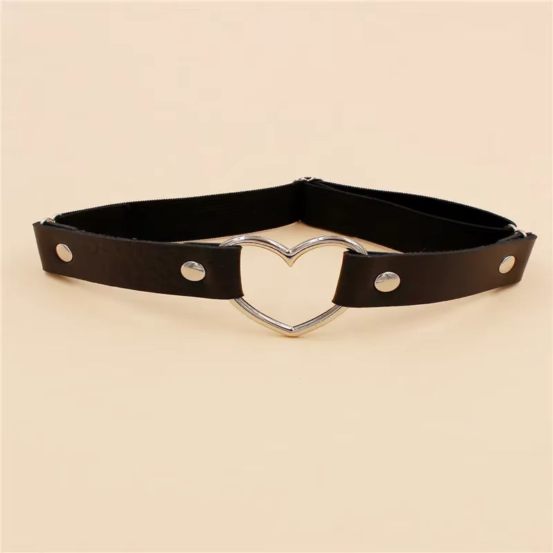 Heart Ring Faux Leather Rave Leg Garter