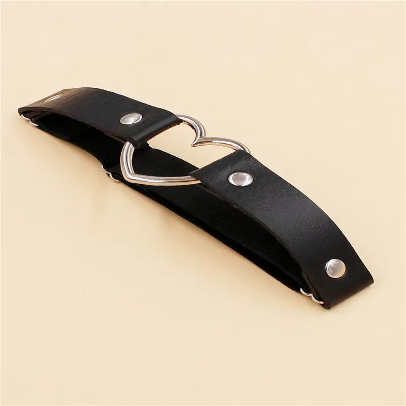 Heart Ring Faux Leather Rave Leg Garter