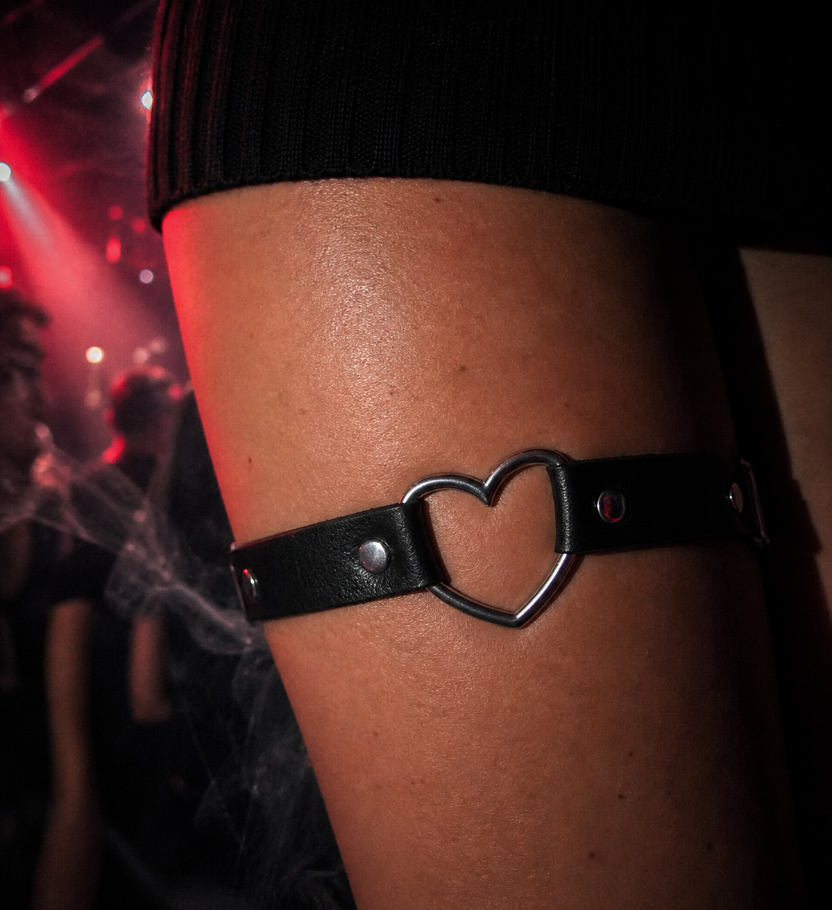 Heart Ring Faux Leather Rave Leg Garter