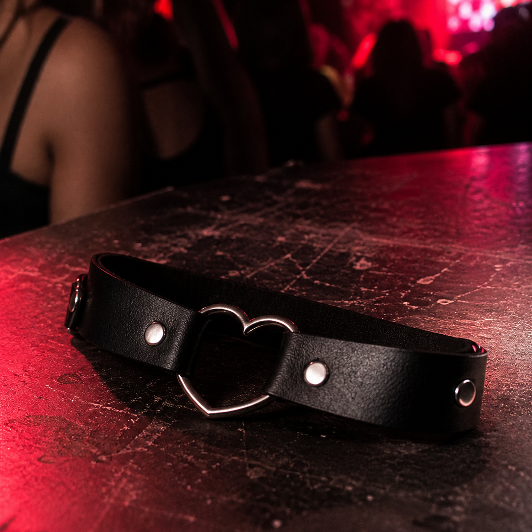 Heart Ring Faux Leather Rave Leg Garter
