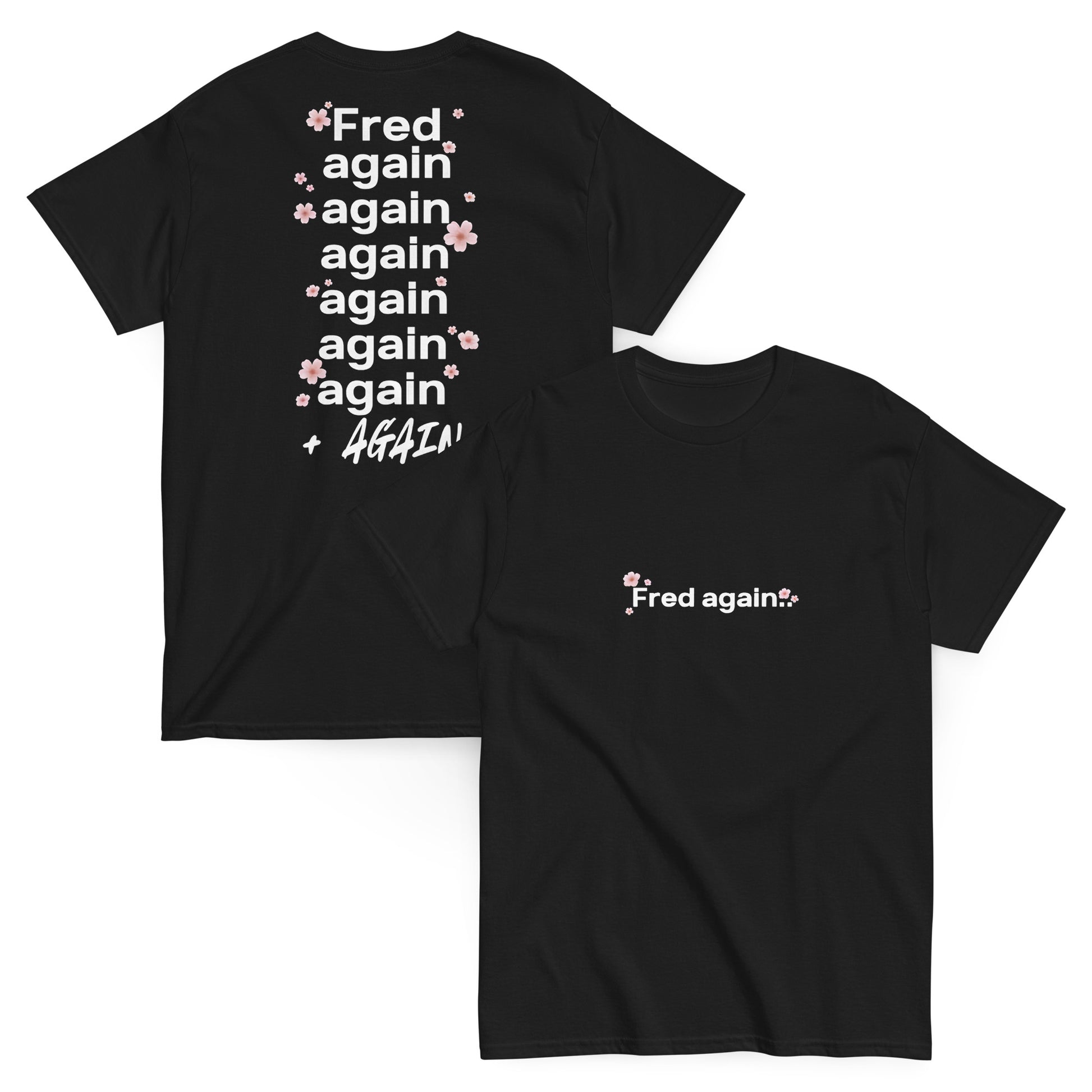 Fred again Floral T-Shirts – Pink and Black DJ Merchandise Black