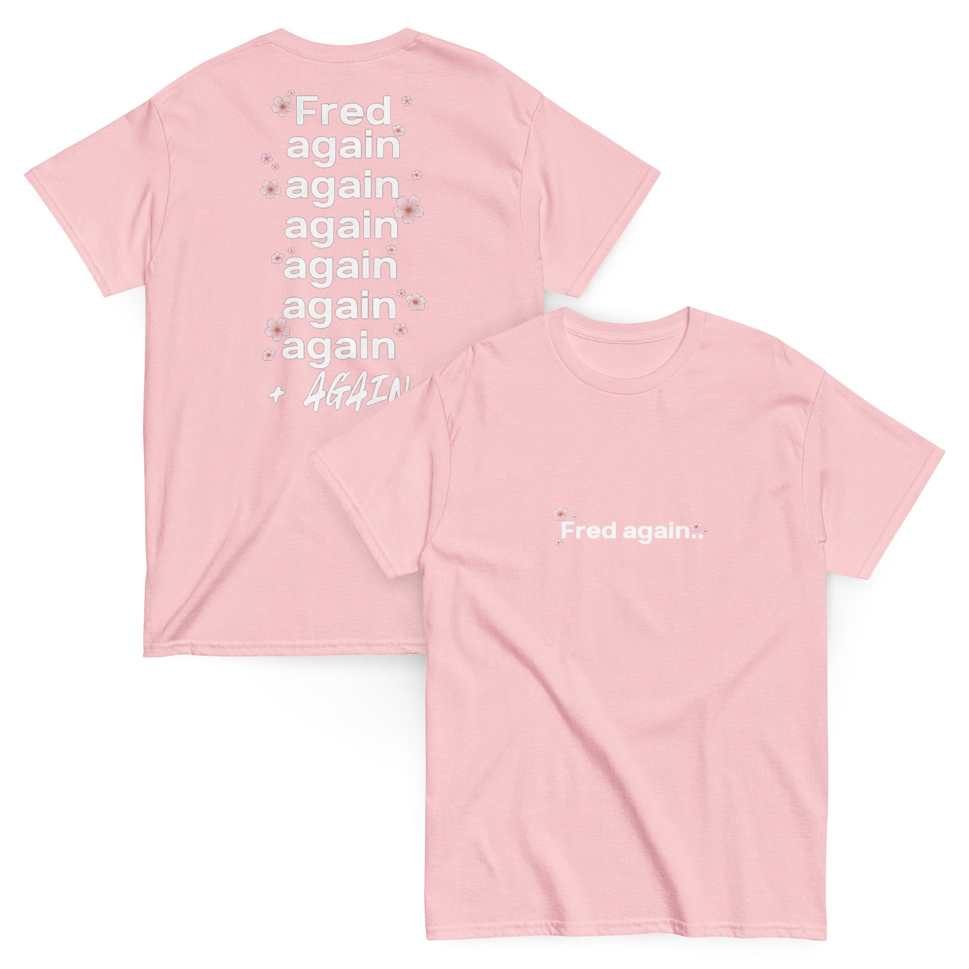 Fred again Floral T-Shirts – Pink and Black DJ Merchandise Light Pink
